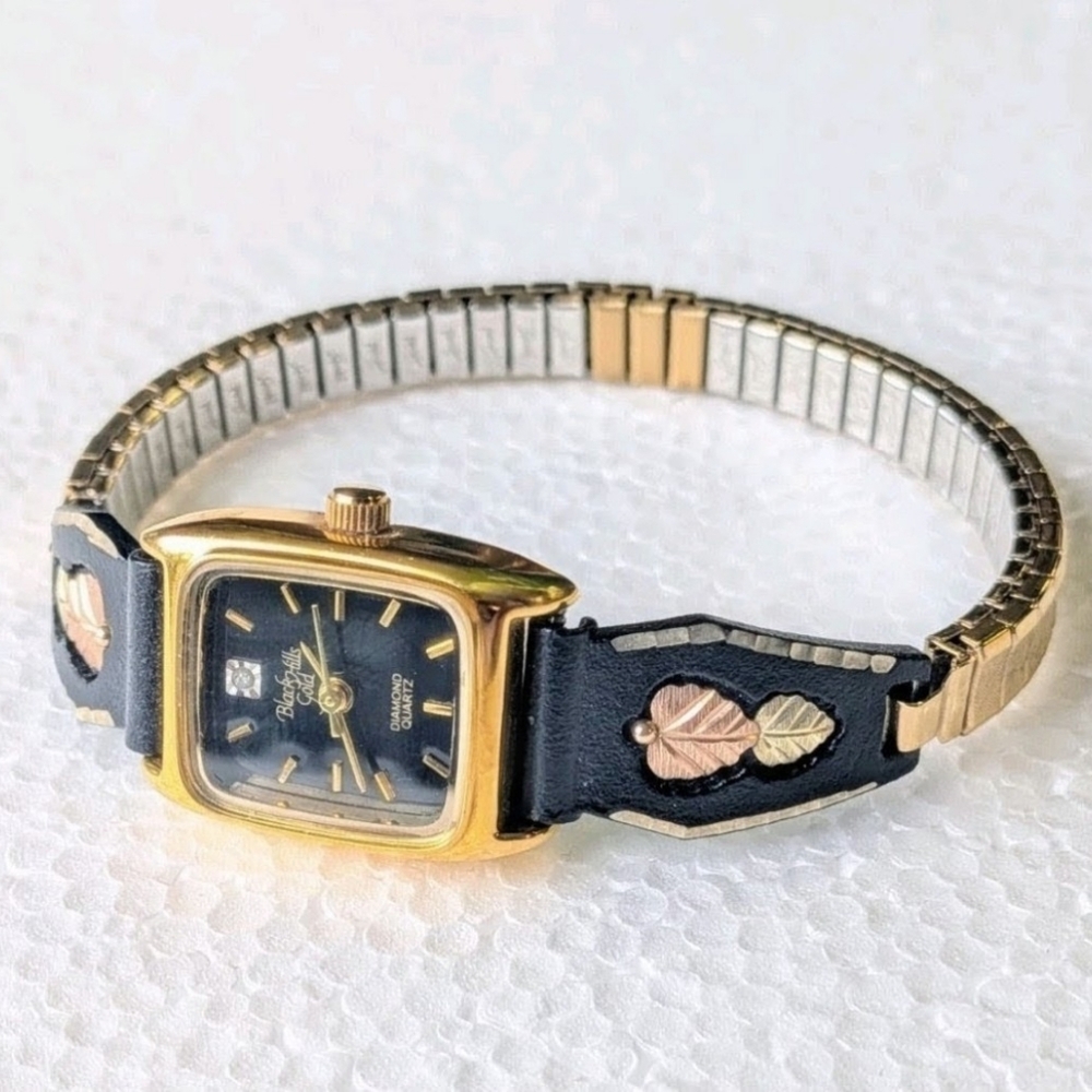 Black Hills Gold Diamond Watch with Gold Leaf Band - Picture 7 of 13